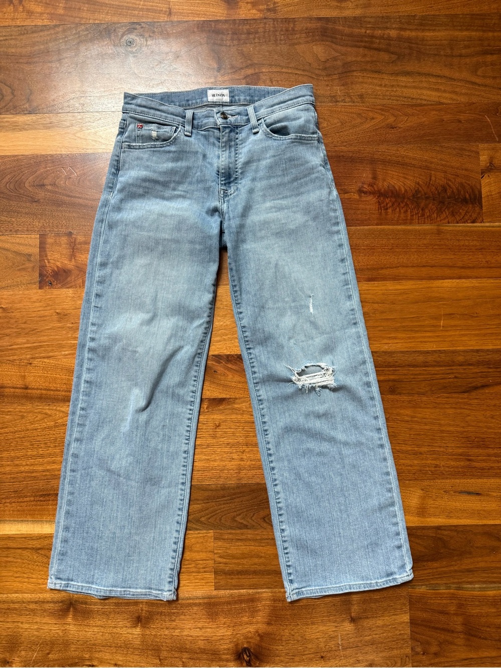 Women Hudson Rosalie Distressed High Waisted Wide Leg Jeans in Aquarius Size 27
